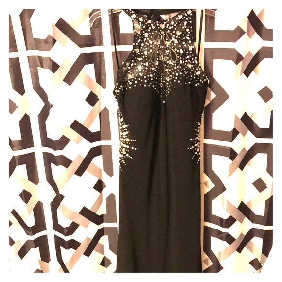 Cache Dresses & Skirts - Black floor length backless prom dress